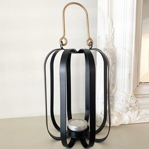 Black metal cage candle holder lantern